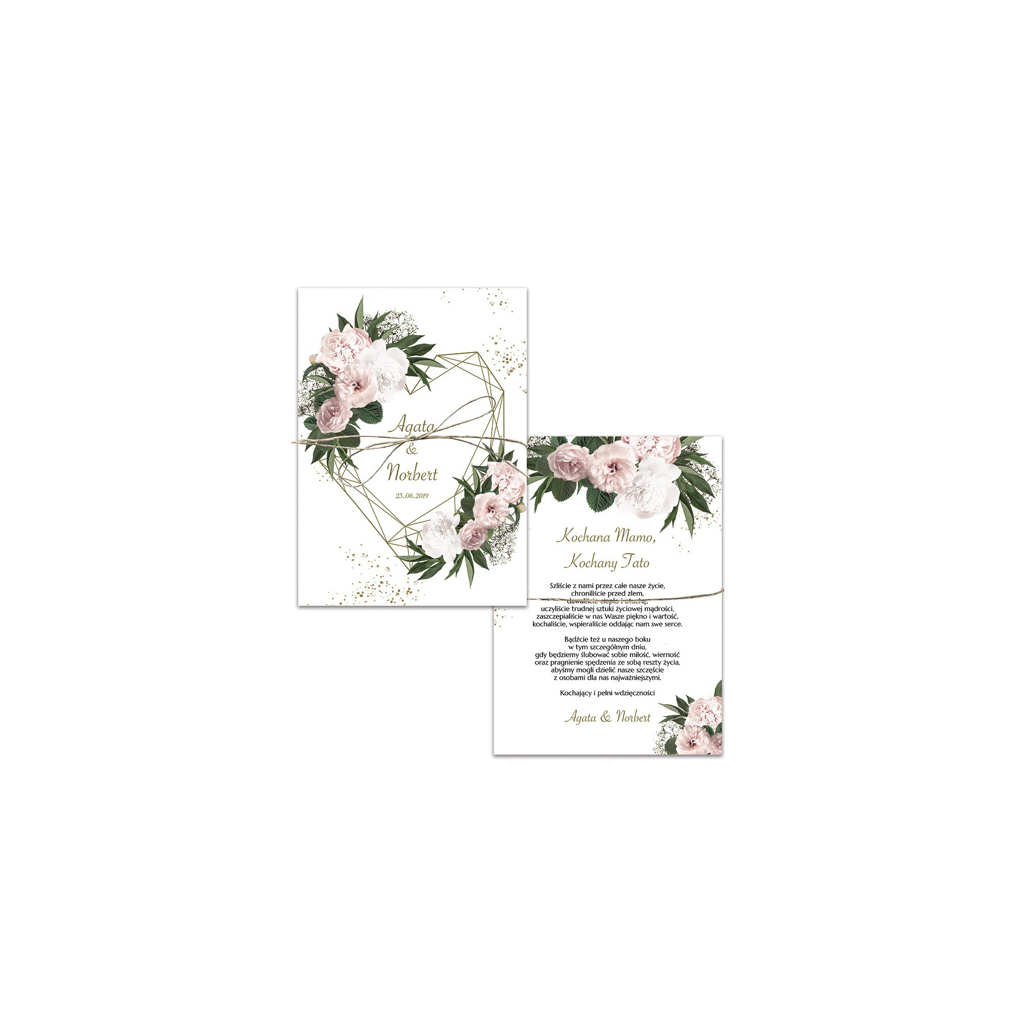 Zaproszenie ślubne dla Rodziców Floral Heart
