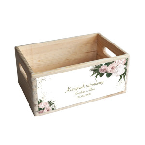 Drewniana skrzynka - koszyczek ratunkowy Floral Heart