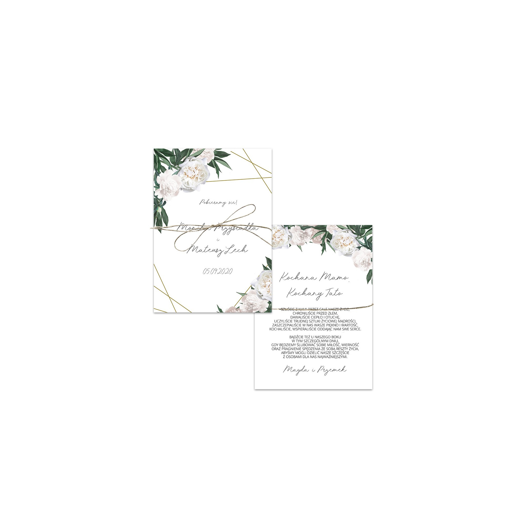Zaproszenie ślubne dla Rodziców White Peony