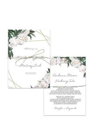 Zaproszenie ślubne dla Rodziców White Peony