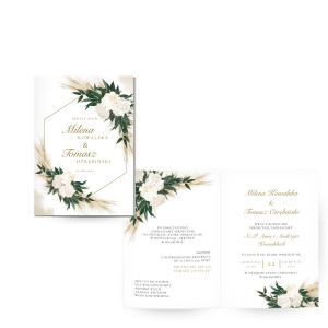 Zaproszenie ślubne składane Greenery Boho