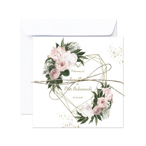 Zaproszenie ślubne kwadratowe Floral Heart