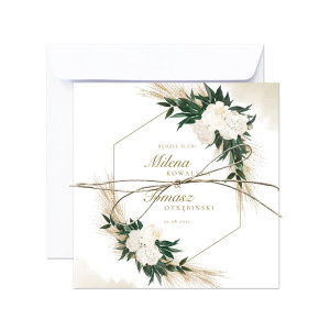 Zaproszenie ślubne kwadratowe Greenery Boho