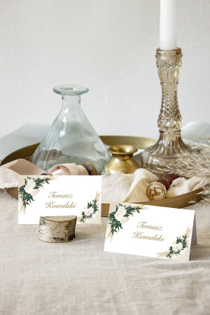 Winietki ślubne na stół Greenery Boho