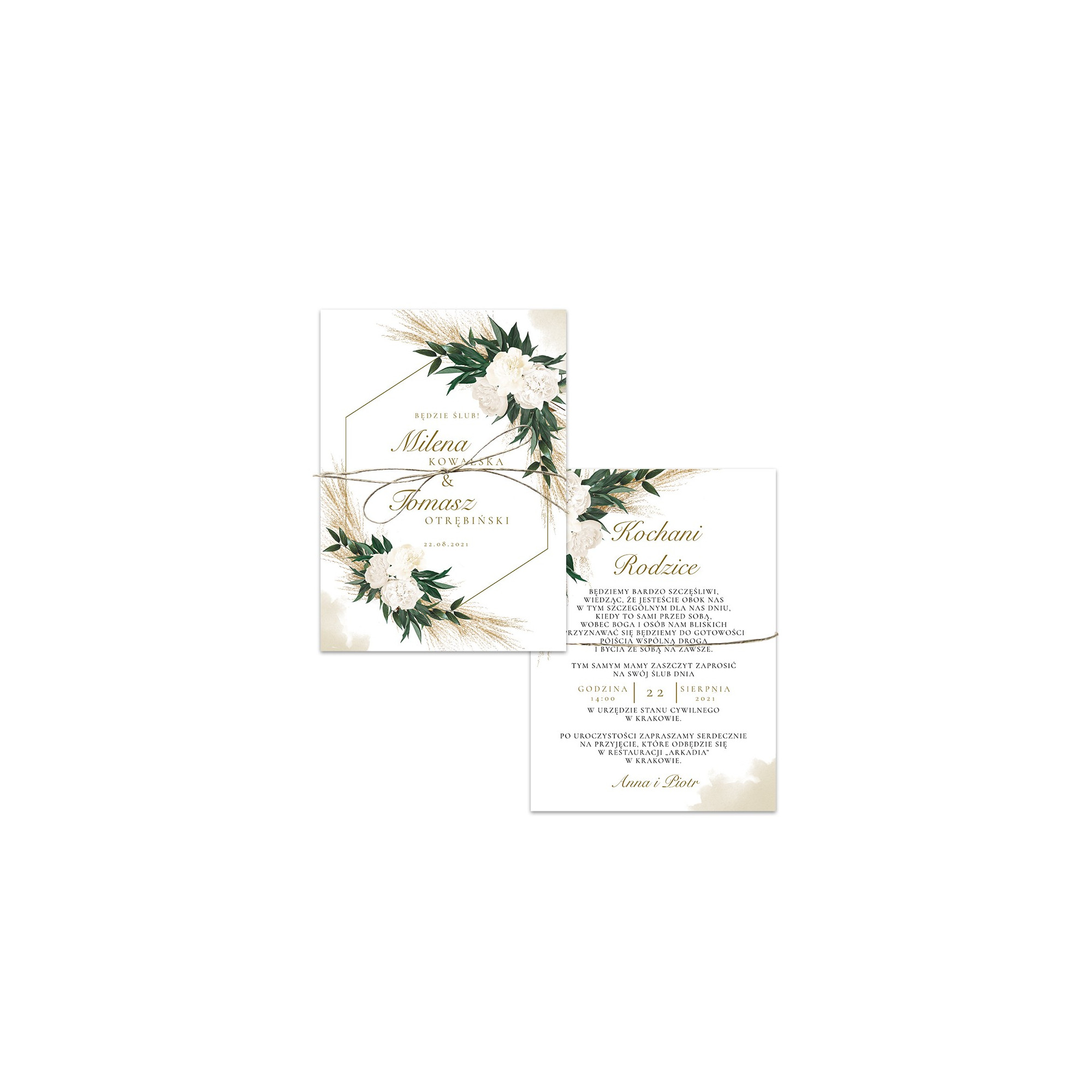 Zaproszenie ślubne dla Rodziców Greenery Boho