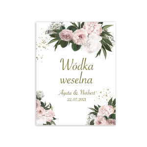 Naklejki na alkohol 9,5 x 12,5 cm Floral Heart