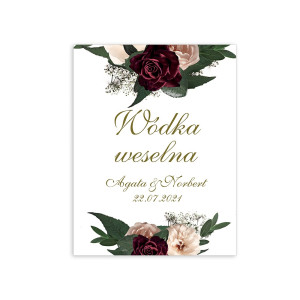 Naklejki na alkohol 9,5 x 12,5 cm Floral Marsala