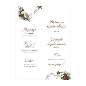 Menu weselne składane wolnostojące Romantic Heart