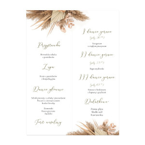 Menu weselne składane wolnostojące Geometric Pampas