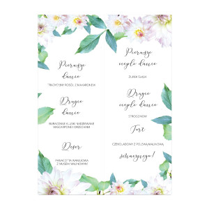 Menu weselne składane wolnostojące Pastel Dalia