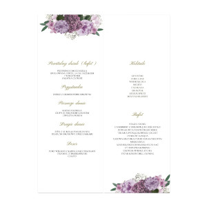 Menu weselne składane wolnostojące Violet Boho