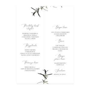 Menu weselne składane wolnostojące Toskański Rozmaryn