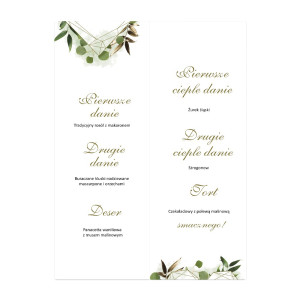 Menu weselne składane wolnostojące Greenery Heart