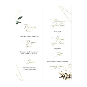 Menu weselne składane wolnostojące Gold Lush