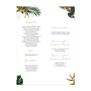 Menu weselne składane wolnostojące Tropical Luxury