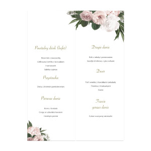Menu weselne składane wolnostojące Floral Heart