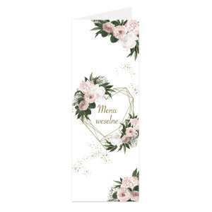Menu weselne składane wolnostojące Floral Heart