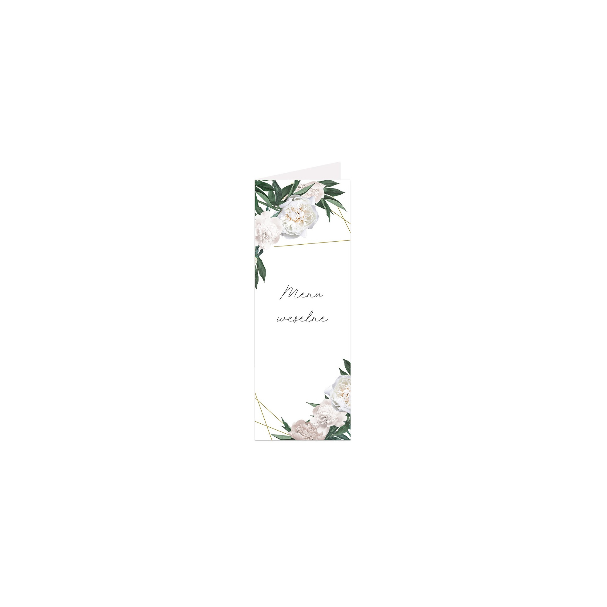 Menu weselne składane wolnostojące White Peony