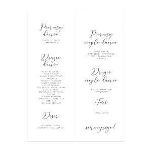 Menu weselne składane wolnostojące Romantic Caligraphy