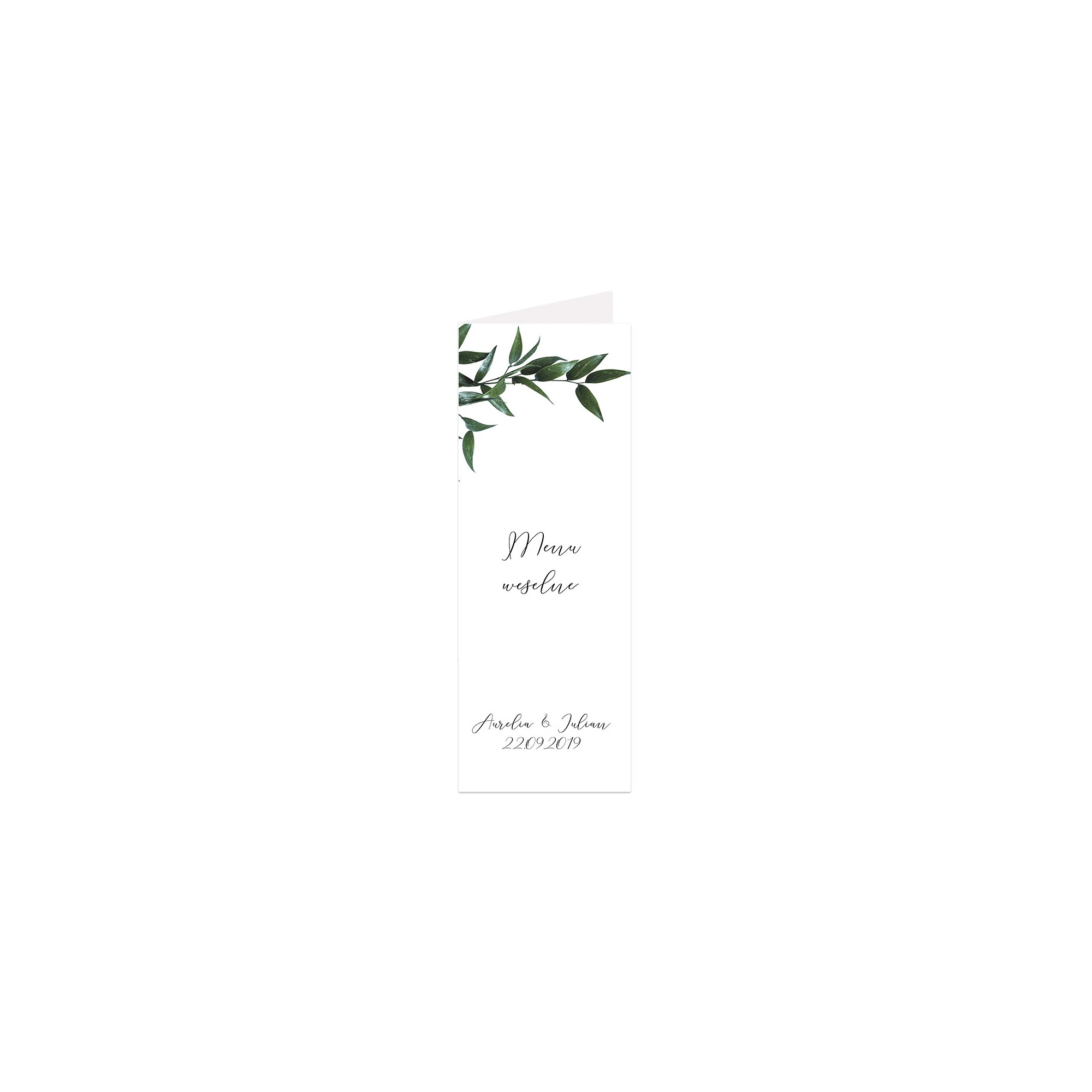 Menu weselne składane wolnostojące Green Lush