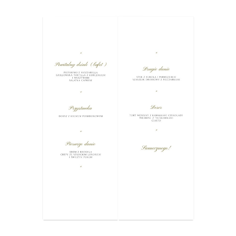 Menu weselne składane wolnostojące Royal Love