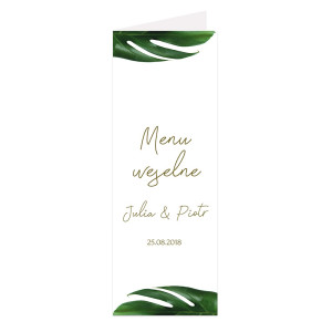 Menu weselne składane wolnostojące Monstera