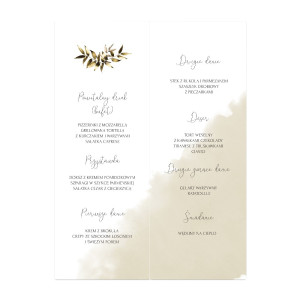 Menu weselne składane wolnostojące Złote Runo