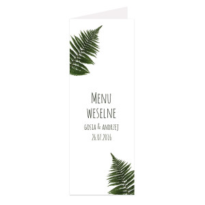 Menu weselne składane wolnostojące Paproć