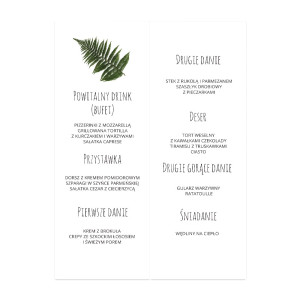 Menu weselne składane wolnostojące Paproć