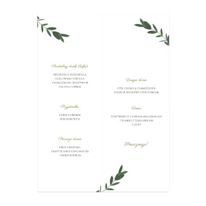 Menu weselne składane wolnostojące Greenery