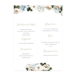 Menu weselne składane wolnostojące Angielska Róża