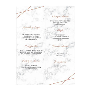 Menu weselne składane wolnostojące Marmur