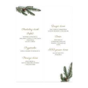 Menu weselne składane wolnostojące Gałązka świerku