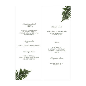 Menu weselne składane wolnostojące Paprotka