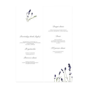 Menu weselne składane wolnostojące Lawenda
