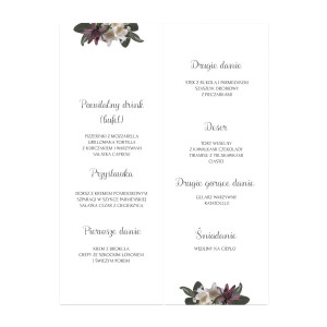 Menu weselne składane wolnostojące Tropikalne Kwiaty