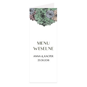 Menu weselne składane wolnostojące Sukulenty
