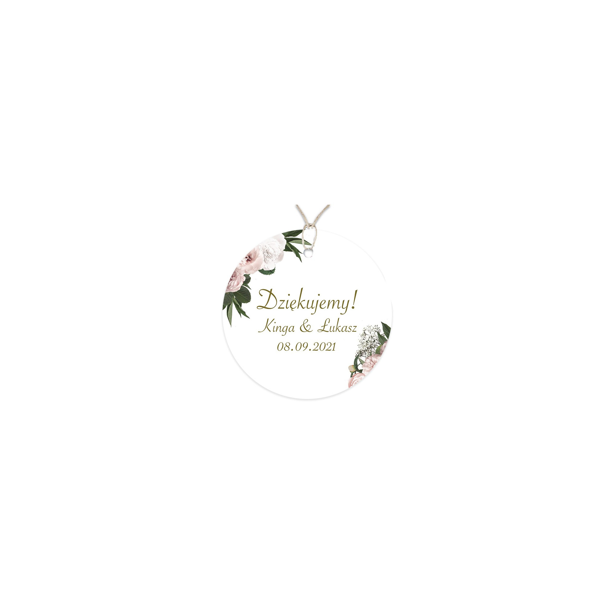 Zawieszka Okrągła 6cm na Podziękowania Floral Heart