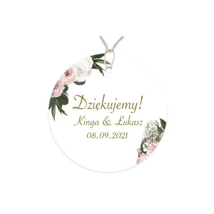 Zawieszka Okrągła 6cm na Podziękowania Floral Heart