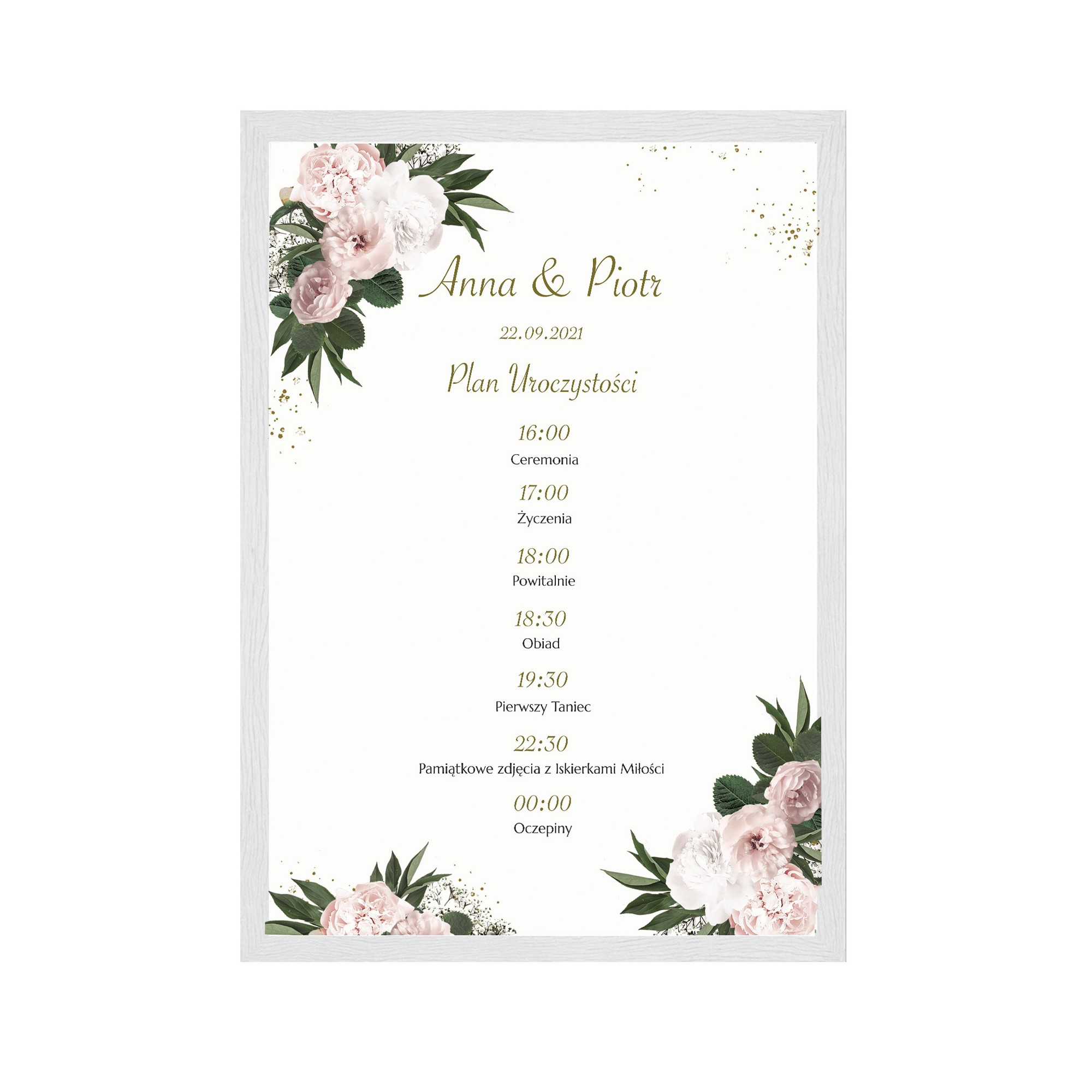 Plakat Plan Wesela Floral Heart 50x70cm lub 70x100cm