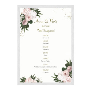 Plakat Plan Wesela Floral Heart 50x70cm lub 70x100cm