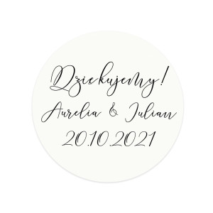 Naklejka 6cm na podziękowania 12szt Romantic Caligraphy