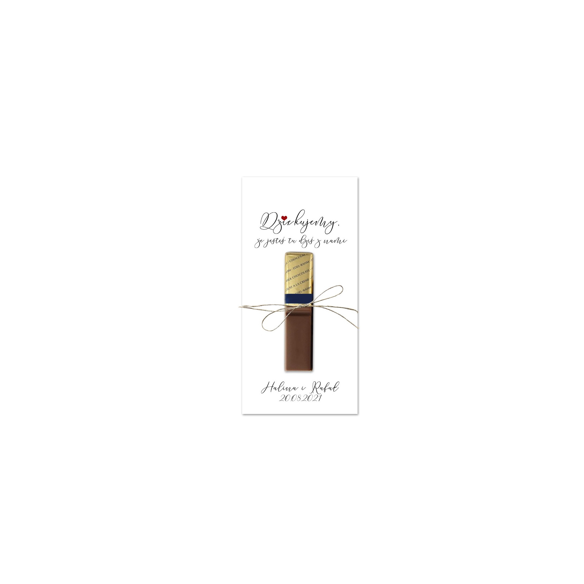 Etykieta  - podziękowanie na czekoladki MERCI - Romantic Caligraphy
