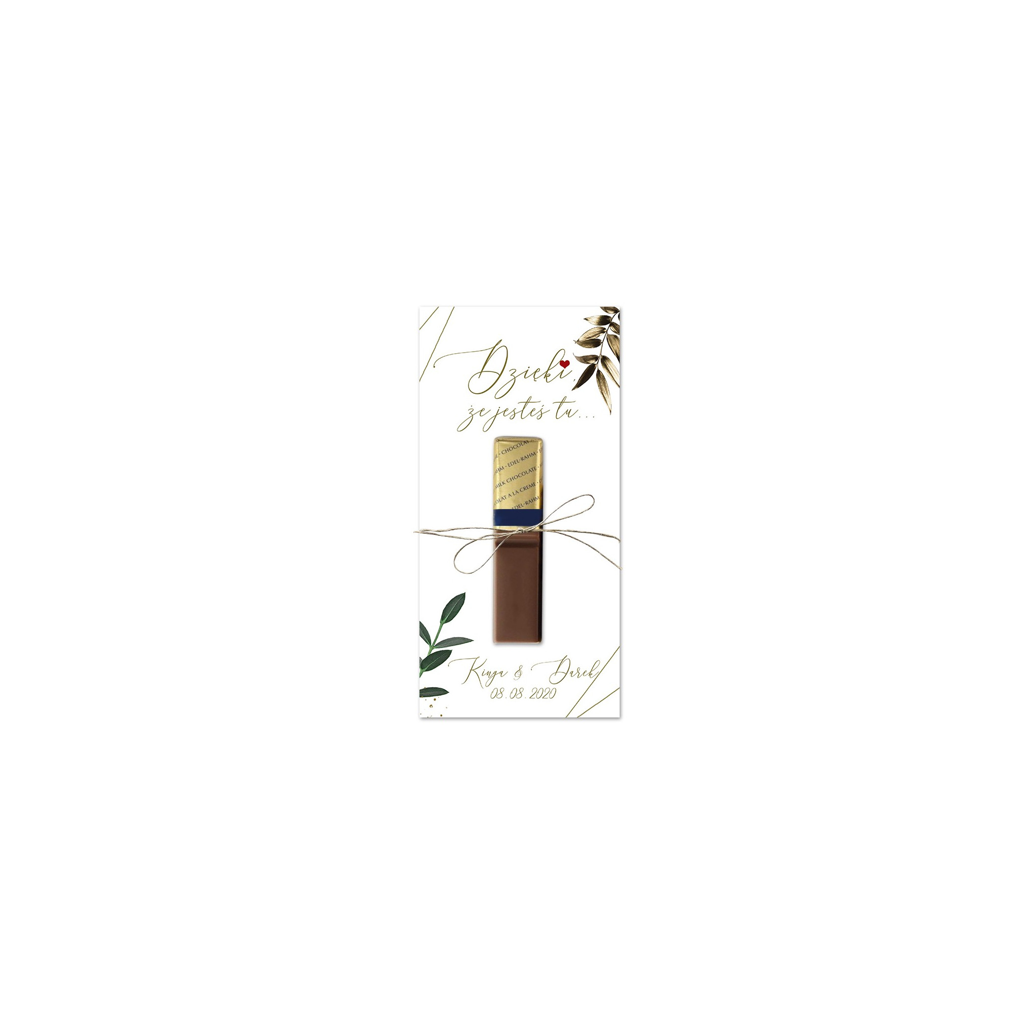 Etykieta  - podziękowanie na czekoladki MERCI - Gold Lush