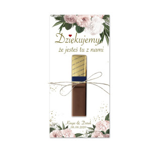 Etykieta  - podziękowanie na czekoladki MERCI - Floral Heart