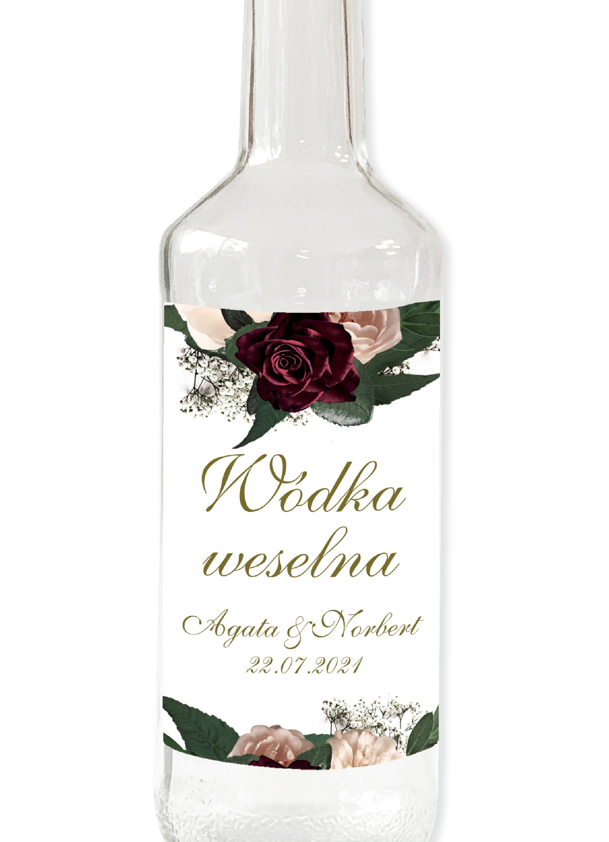 Naklejki na alkohol 9,5 x 12,5 cm Floral Marsala