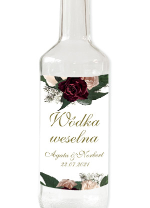 Naklejki na alkohol 9,5 x 12,5 cm Floral Marsala