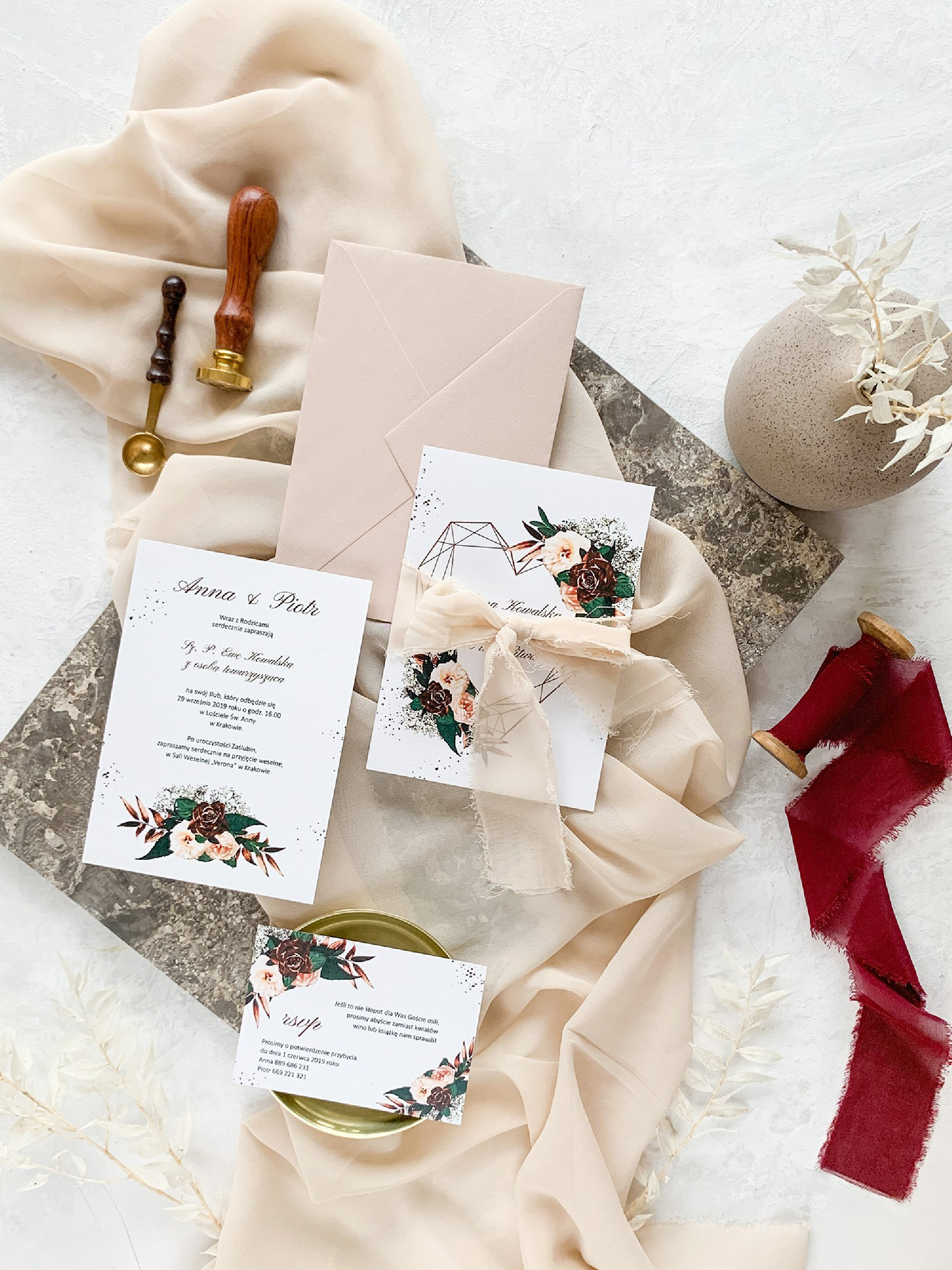 Zaproszenie ślubne z RSVP Romantic Heart