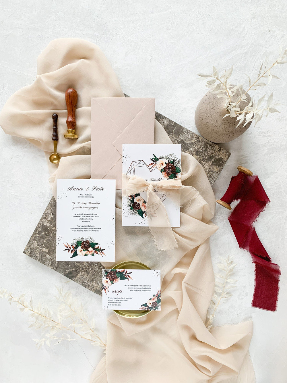 Zaproszenie ślubne z RSVP Romantic Heart